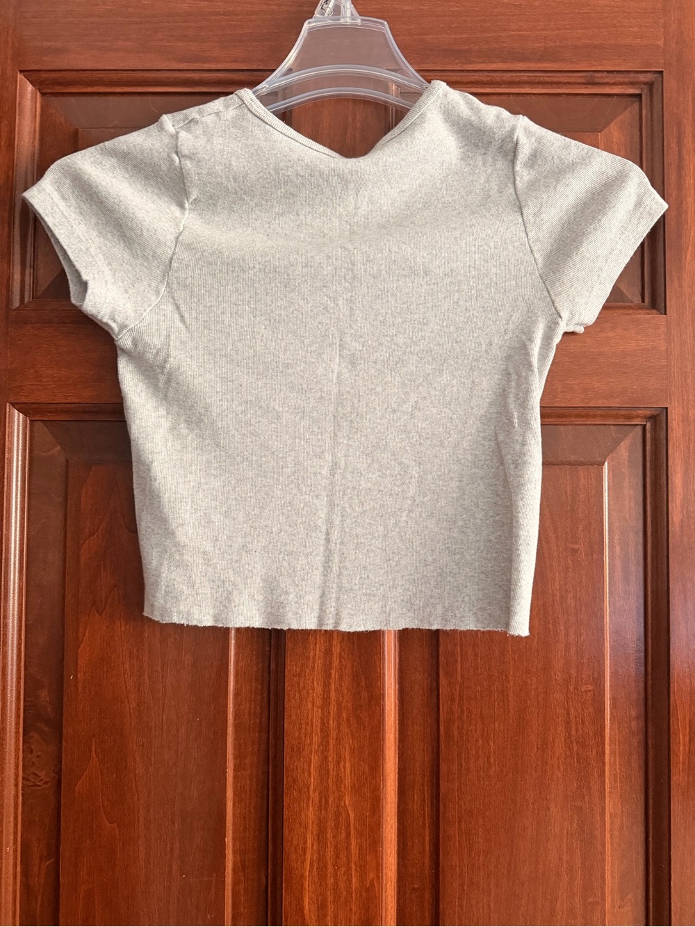 Brandy Melville Cropped Gray and Red 44’ Shirt - Picture 2 of 3